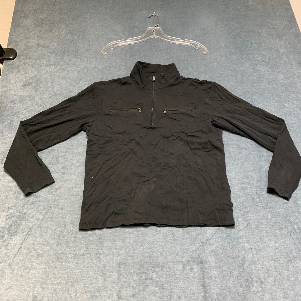 Michael Kors Top Mens Small Black Long Sleeve Pockets Quarter Zip Pullover